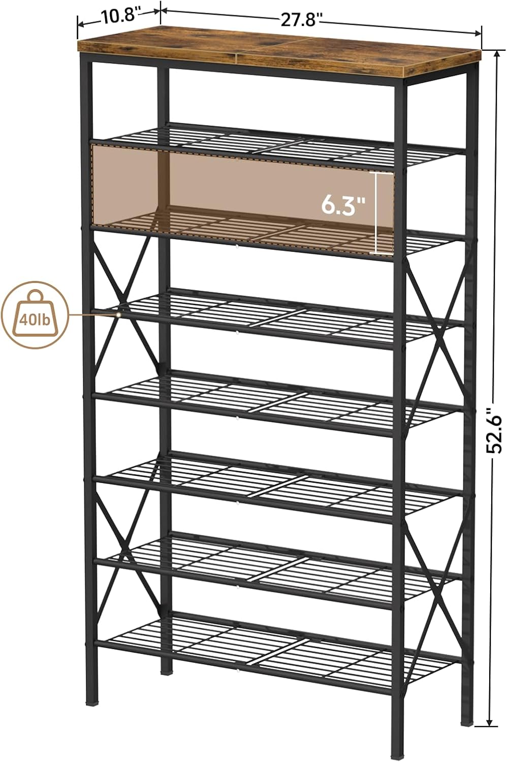 8 Tiers Tall Shoe Rack Organizer, Large Capacity Shoe Rack Holds 32 Pairs of Shoes, Durable and Stable, Adjustable Metal Shelf Stackable Shoe Shelf for Entryway, Hallway, Living Room, Closet