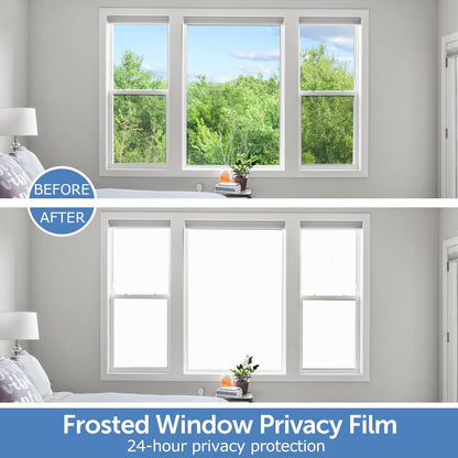 HIDBEA Frosted Window Privacy Film - Non Adhesive Static Cling Glass Stickers Sun UV Blocking Heat Control Door Covering Decals for Home Office, 23.6 x 78.7 Inch