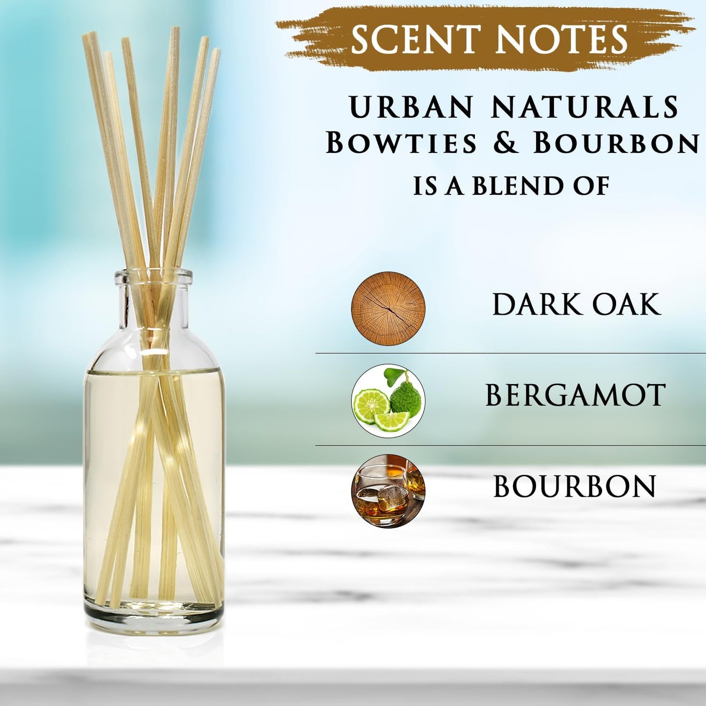 Urban Naturals Smoked Vanilla Reed Diffuser Set with Vanilla Bean, Sandalwood & Leather | Made in the USA - Colors B