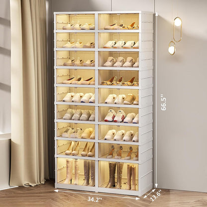 SYNCVIBE Shoe Rack Organizer for Closet Entryway Foldable Sneaker Storage Shoe, Collapsible Shoe Cabinet, Stackable Shoe Storage Cabinet with Lids for Living Room (6 Tiers 24 Pairs)