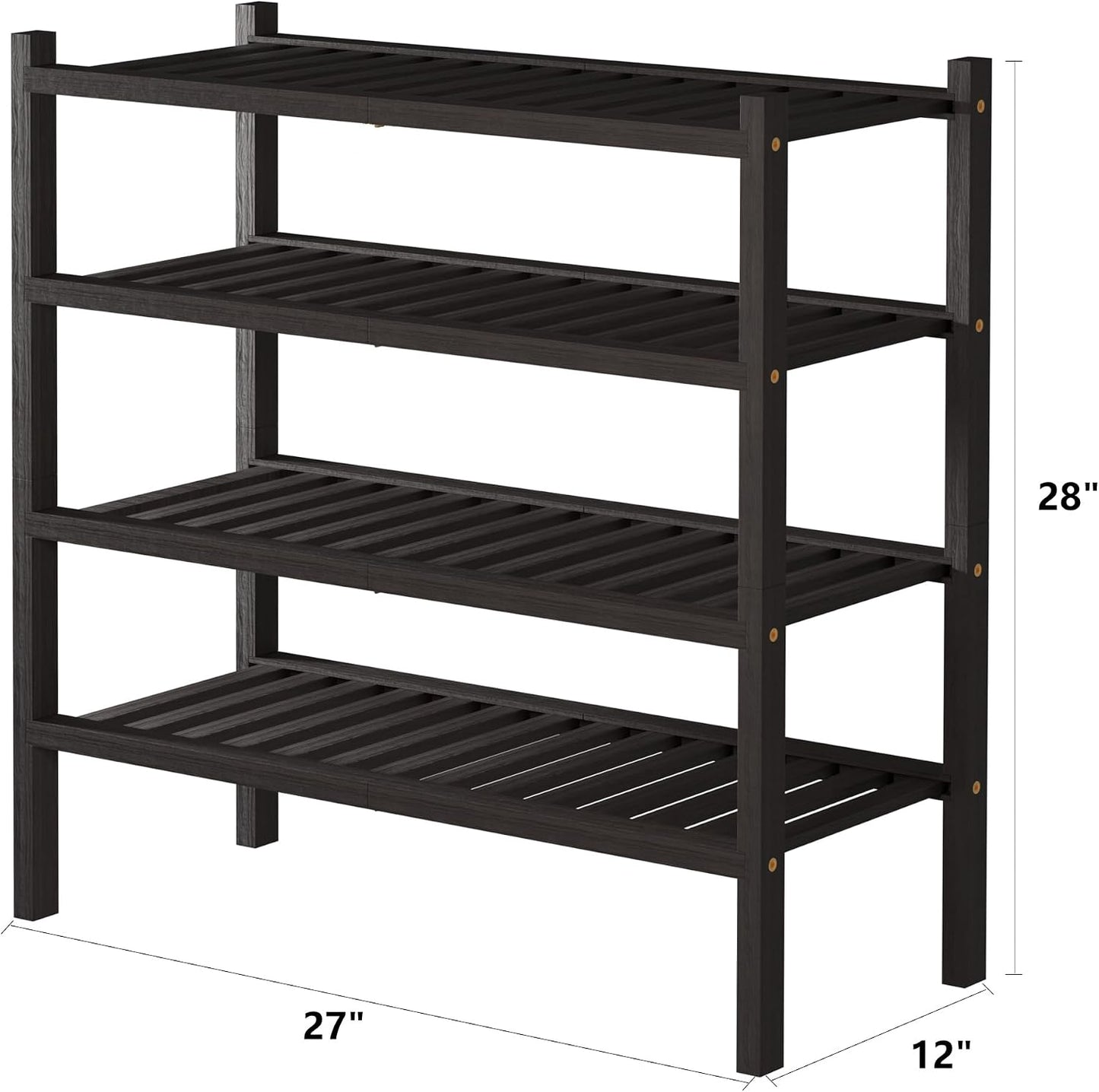 ROMGUAR CRAFT 3 Tier Bamboo Shoe Rack for Closet Free Standing Wood Shoe Shelf Storage Organizer for Entryway Small Space Stackable 27"x11"x20" (Natural)