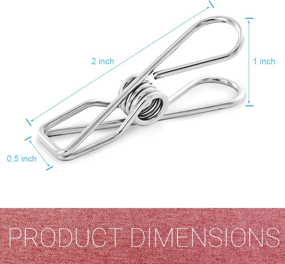40 Pack Stainless Steel Small Clothes Pins Durable Clothes Pegs Multi-Purpose Metal Wire Utility Clips for Laundry Home Kitchen Outdoor Travel Office