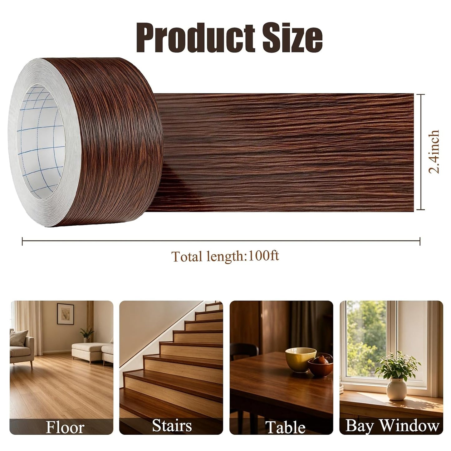 GSCIT Club Wood Grain Repair Tape, 2.4 inch X 15ft Self Adhesive Maple Grain Repair Patch for Tables, Chairs, Baseboards, Doors, Windows, Floors, Handicraft DIY. - Colors B