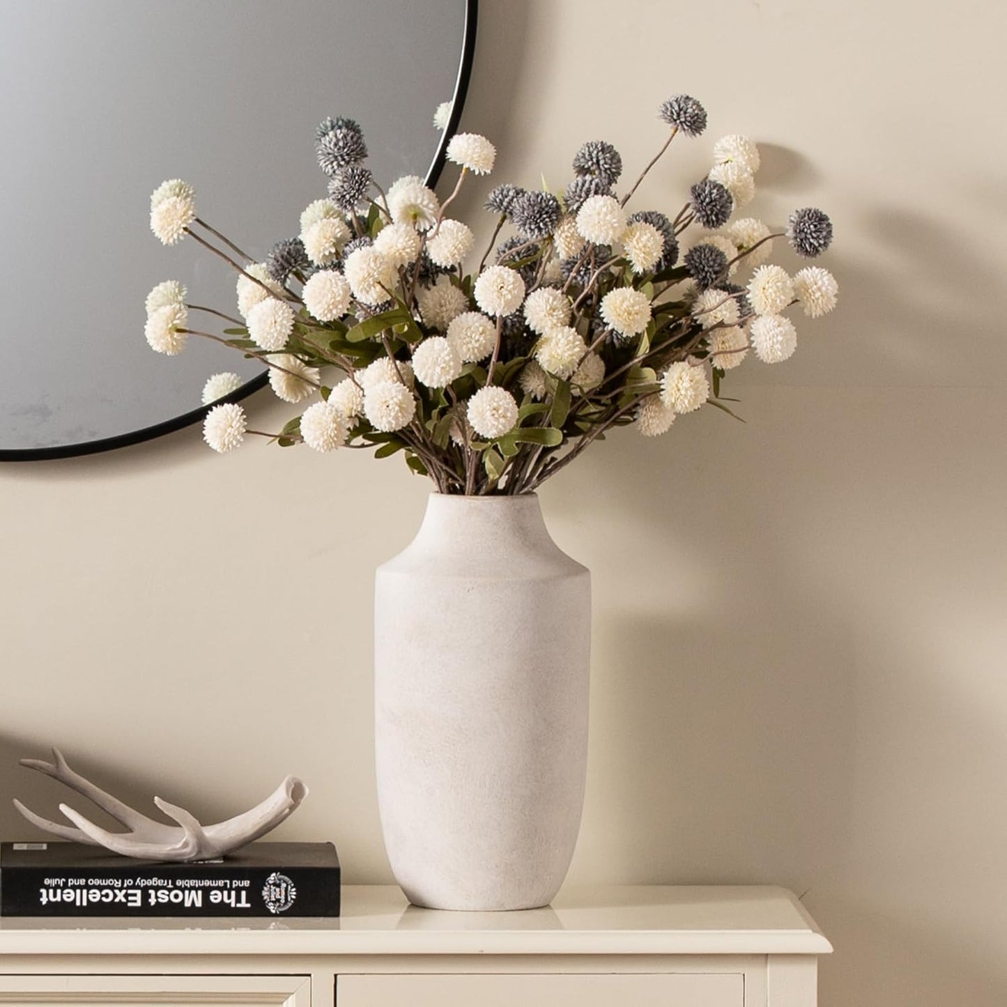 Ceramic Vase Set of 3, Modern Decorative Vases for Home Decor, Small Flower Pottery Vase Sets, Boho Farmhouse Rustic Vases for Living Room, Kitchen, Bedroom, Bathroom, Shelf, Table
