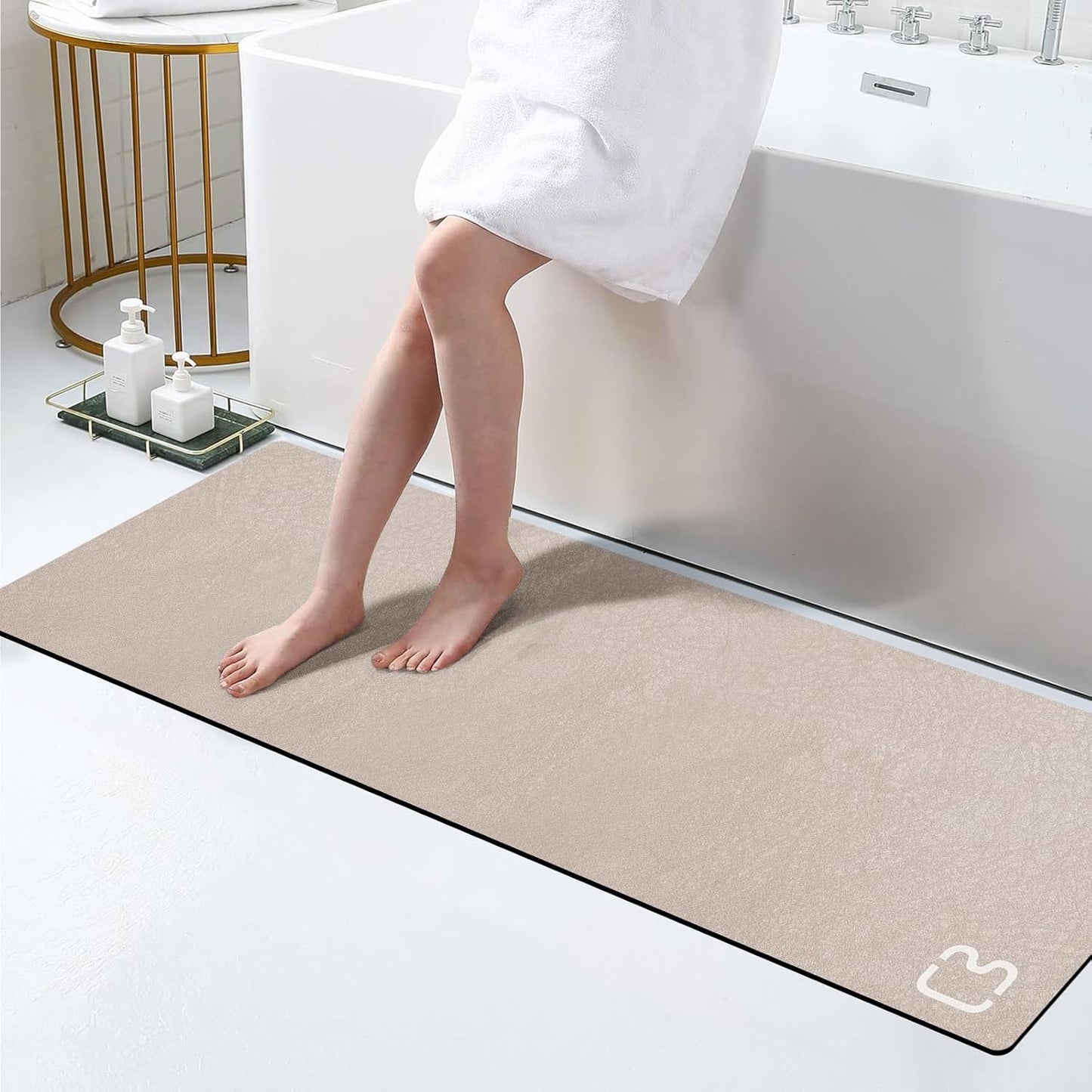 Diatomaceous Earth Bath Mat Rugs Super Absorbent Diatomite Stone Bath Mat Non Slip Quick Dry Thin Bathroom Mat Fit Under Door, Floor Rugs in Front of Bathtub, Shower Room, Sink,15.7"x23.6", Grey