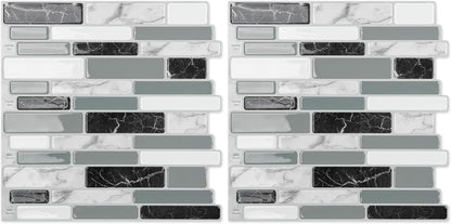 Art3d 10-Sheet Peel and Stick Kitchen Backsplash Tiles, 12"x12" Self-Adhesive Marble Grey Wall Tiles for Kitchen and Bathroom