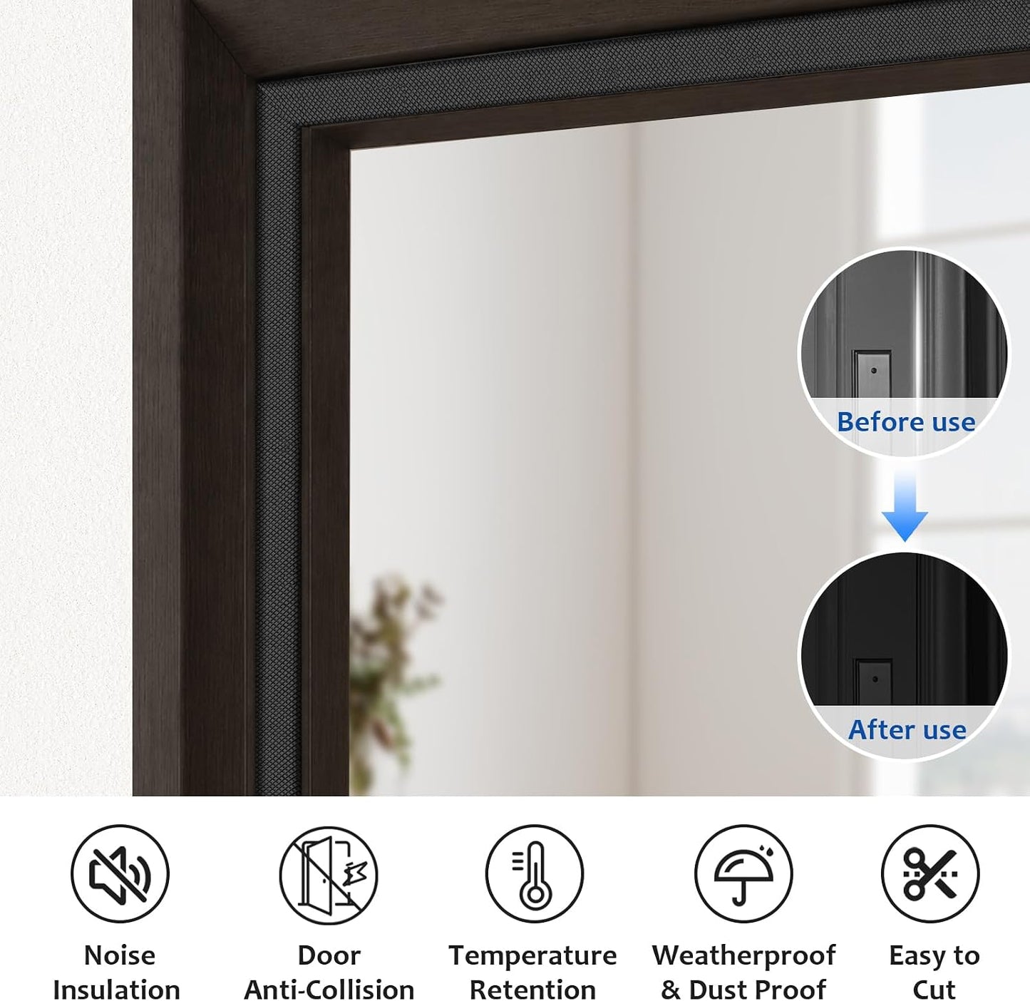 Litaibai 40 ft Kerf Weather Stripping Door Seal for Exterior Doors, White | Press-in kerf seal for grooved door frames is not self-adhesive, replaces worn seals, and helps reduce drafts and energy loss