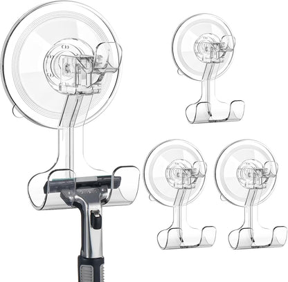 Teletrogy Large Suction Cup Hooks Shower Razor Holder - 2 Pack Heavy Duty Reusable Vacuum Shower Hook, Damage Free Wall Hooks for Bathroom Kitchen Towel Loofah Sponge Key Shaver Bathrobe Wreath