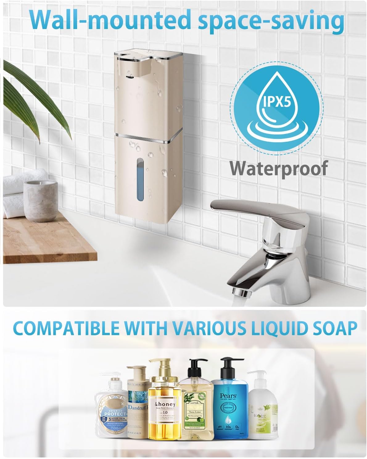 Automatic Foaming Soap Dispenser Touchless 380ml/12.8oz Rechargeable Hand Soap Dispenser Wall Mounted 4 Levels Adjustable Foam Soap Pump for Bathroom Kitchen Dish Soap
