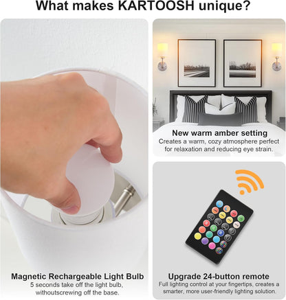 Battery Operated Wall Sconces Set of Two,Wireless Rechargeable Wall Light With Remote Control, Dimmable, Amber Light/Warm White/Natural White/Daylight/RGB, Timer,for Living Room,Bedroom,Entryway,Gold