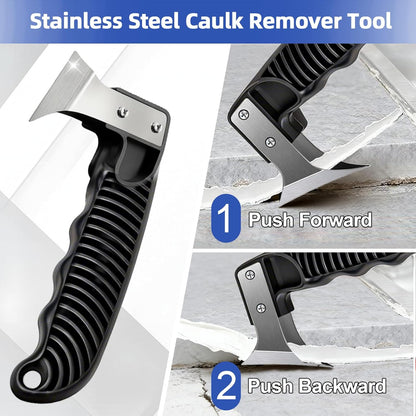 25 PCS Caulking Tool Kit, Caulk Remover, Grout Scraper & Sealant Finishing Tool - silicone caulking tool with Stainless Steel Scraper & 10 Replacement Blades for Bathroom, Kitchen, Tile, Shower, Sink