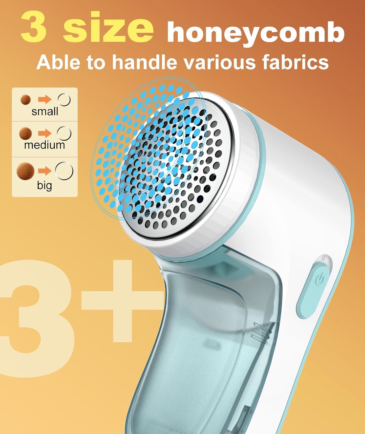 Fabric Shaver, Lint Remover for Clothes, Effectively and Quickly Remove Pills, Sweater Shaver with Stainless Steel 3-Leaf Blades and Safety Lock Protection.(Blue & White)