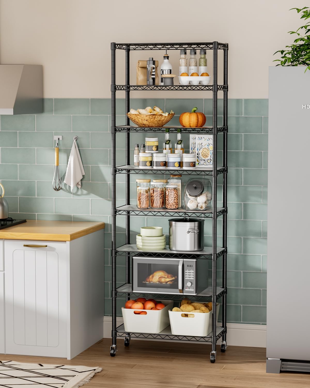 Golpart 4 Tier Adjustable Storage Shelves Metal Utility Shelf Wire Shelving Unit Organizer Rack for Home Kitchen Office Bathroom Pantry Room 12" D x 18" W x 44" H