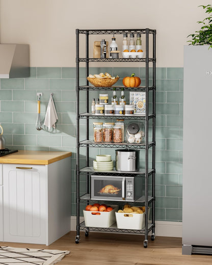 Golpart 4 Tier Adjustable Storage Shelves Metal Utility Shelf Wire Shelving Unit Organizer Rack for Home Kitchen Office Bathroom Pantry Room 12" D x 18" W x 44" H