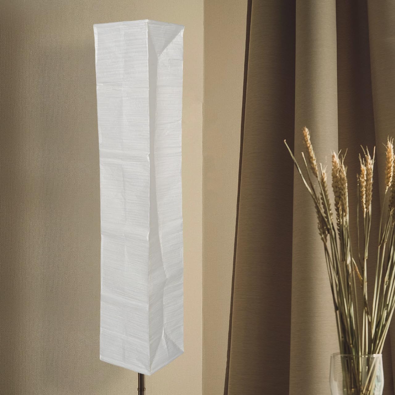 IMIKEYA Japanese Paper Floor Lamp Shade, Foldable Rice Paper Lampshade Cover Replacement, Soft Light Standing Lamp Shade for Modern Minimalist Living Room, Bedroom, Office Decor