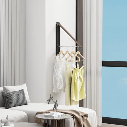 Retractable Clothes Drying Rack for wall clothes hanger rack for Laundry | Folding Hanger Rack Laundry Hanger Dryer Rack, Easy to Install, Closet Storage Organization, Space Saving Aluminium,Walnut