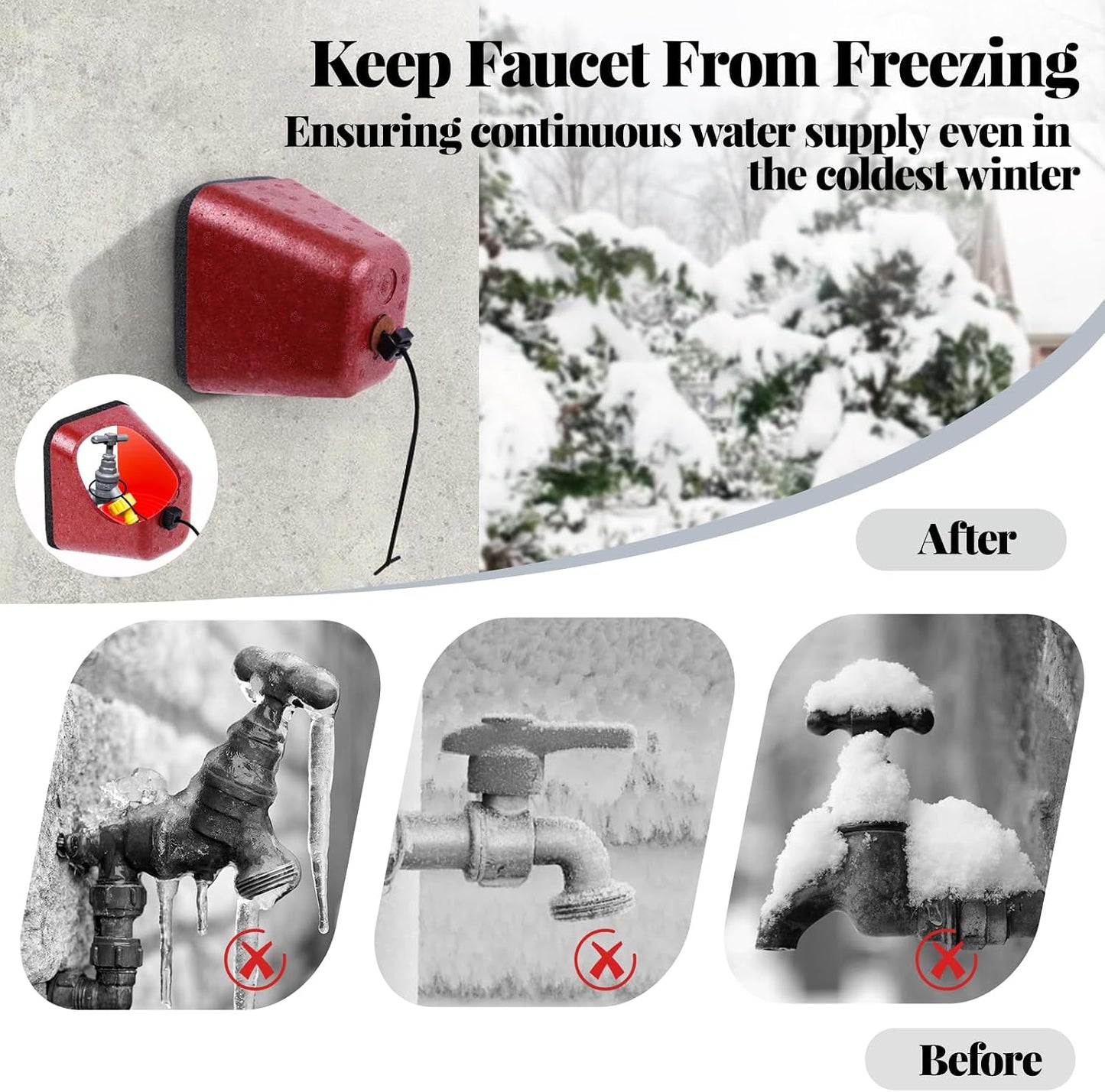 Outdoor Faucet Covers for Winter, 4 Pack Insulated Foam Faucet Cover Freeze Protection, Reusable Winter Spigot Covers Water Pipe Covers Hose Bib Covers