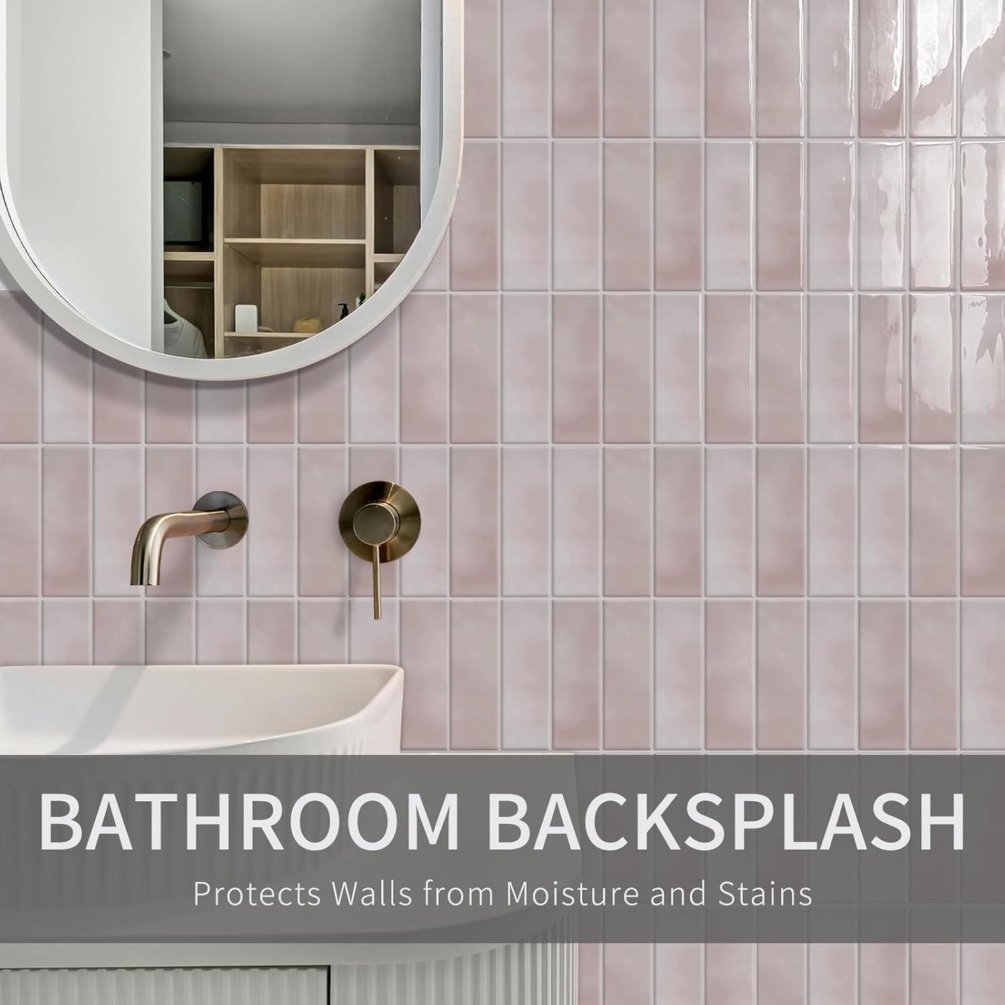 10 Sheet Peel and Stick Kitchen Backsplash Tiles(Pink,12"×12") | 3D Subway Rectangle Waterproof Self-Adhesive Wall Tile Stick on Backsplash for Kitchen,Bathroom and Fireplace