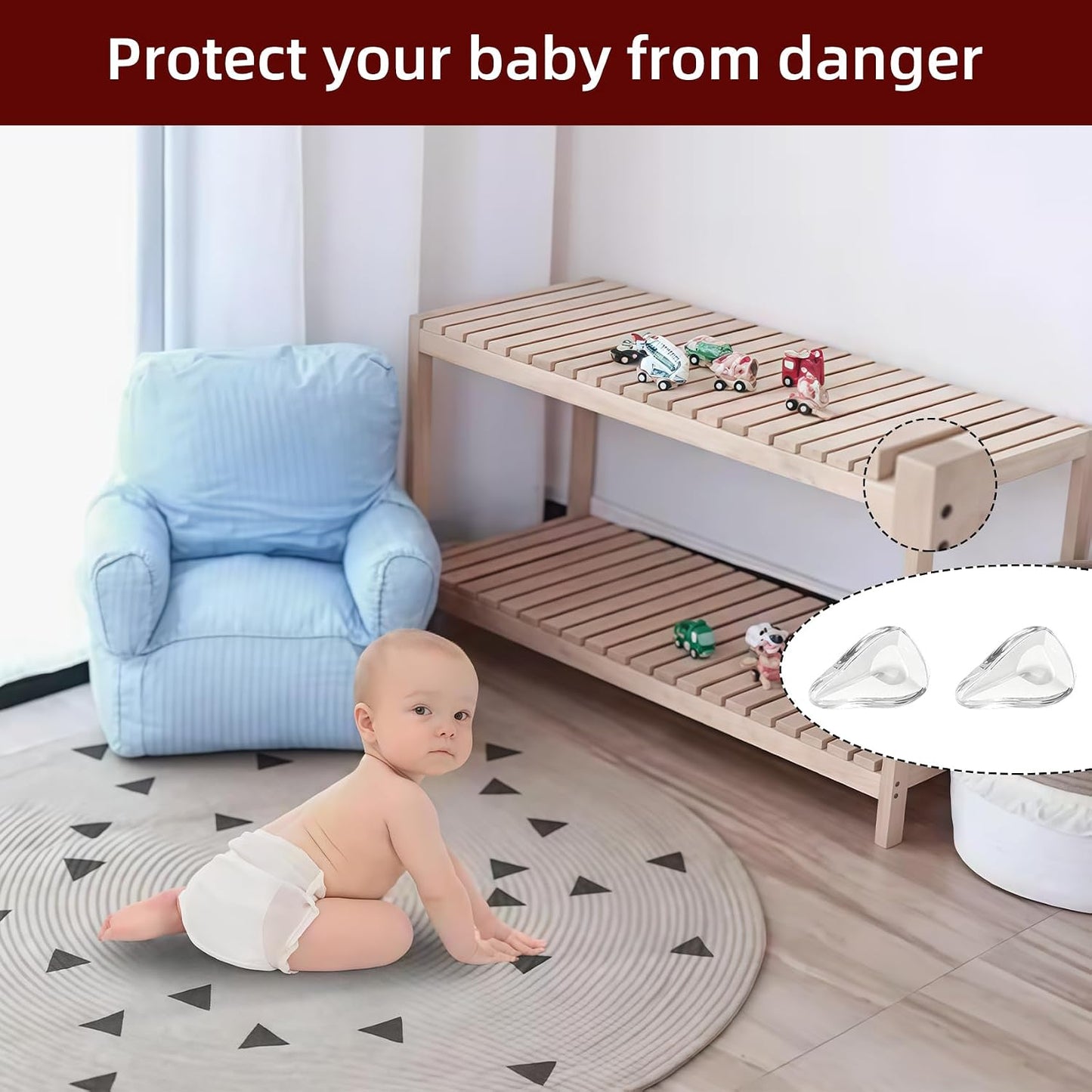 Baby Furniture Corner Protector - Clear Edge Guards Bumpers - 16 Pack Soft Silicone Safety Covers for Table Desk Cabinet, Childproofing Essentials for Toddlers Kids