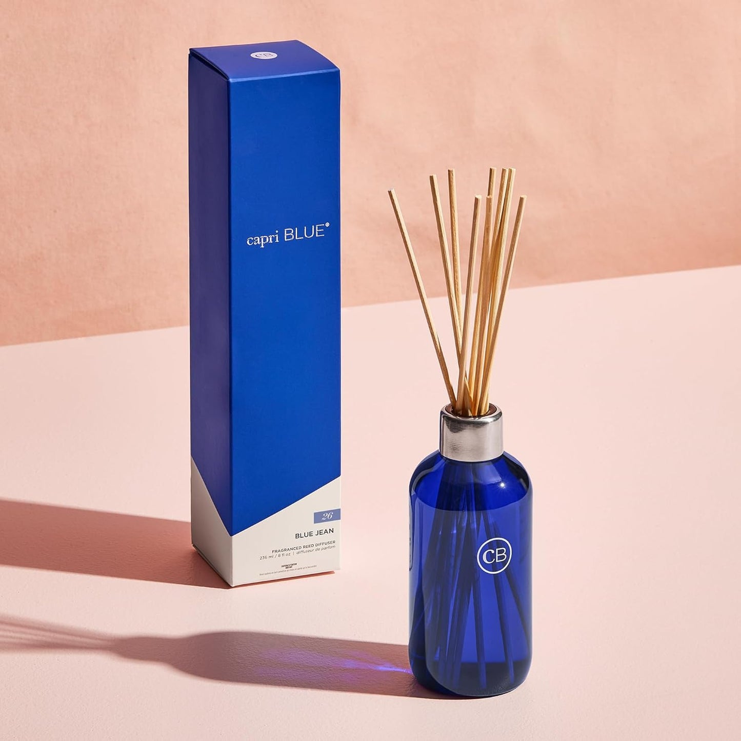 Capri Blue Volcano Reed Diffuser Set - Includes Reeds, Fragrance Oil, and Glass Bottle - Luxury Scented Reed Diffusers for Home Decor - Room Fresheners - White (8 fl oz)