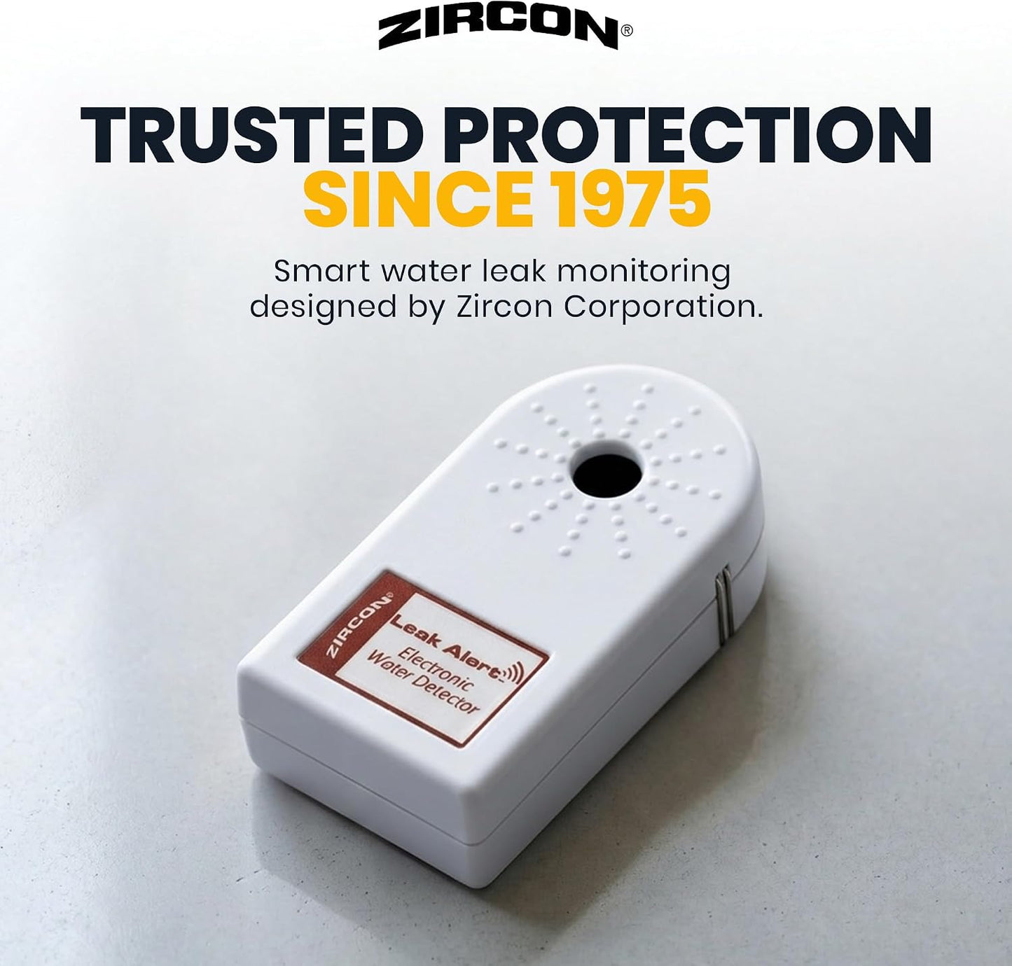 Zircon Leak Alert Water Leak Detector & Flood Sensor Alarm/Water Leak Sensor with Dual Leak Alarms 90Db Audio/Battery Powered (2 Pack) Batteries Not Included (72311) White