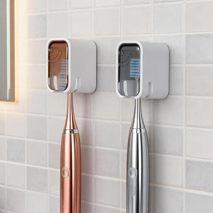 4PCS Toothbrush Holder Wall Mounted with Cover, Toothbrush Holder Single Slot Toothbrush Dispenser Storage Organizer for Bathroom Family & Travel