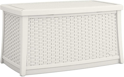 Suncast 30 Gallon Resin Outdoor Patio End Table Storage Box, Java, Made in the USA