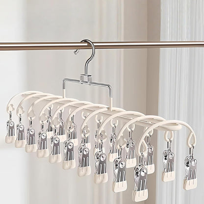 Stainless Steel Garment Hanger 20 Secure Foldable Clips Home Vacation Accessory Outdoor Portable Garment Drying Hanger