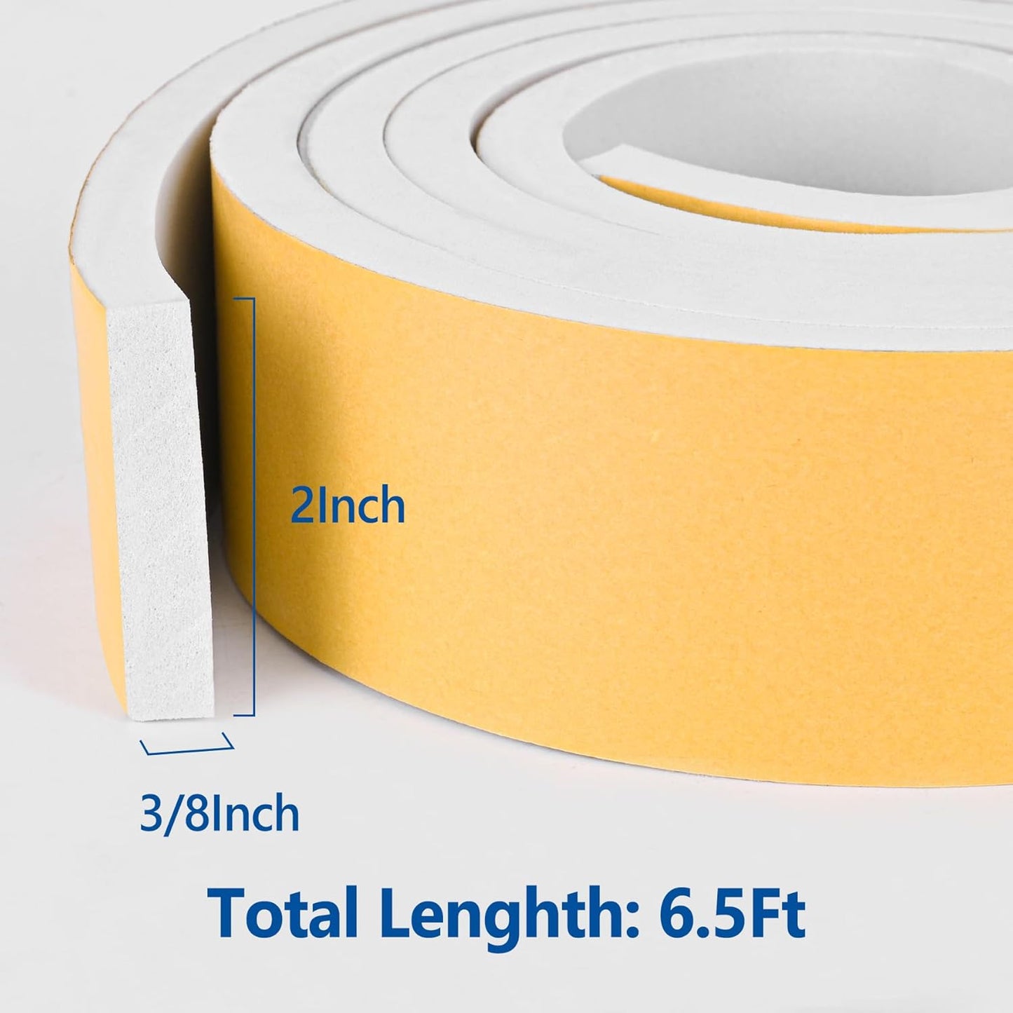 Self Adhesive Foam Tape Weatherstrip 1/2in x 1/4in x 42Ft High Density Foam Insulation Strips Foam Seal Weather Stripping with Strong Adhesive for Door and Window Sound Isolation Soundproofing, White