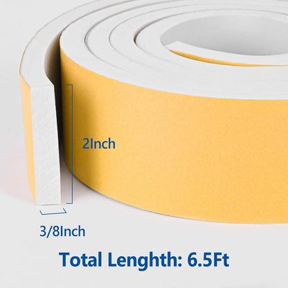 Self Adhesive Foam Tape Weatherstrip 1/2in x 1/4in x 42Ft High Density Foam Insulation Strips Foam Seal Weather Stripping with Strong Adhesive for Door and Window Sound Isolation Soundproofing, White