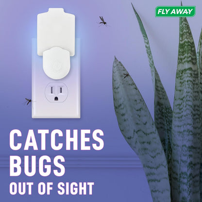 Fly Away Indoor Fly Trap Plug-in (2 Pack) with 6 Refills – Catches Fruit Flies, Gnats & Small Flying Insects – Silent, Non-Toxic Sticky Trap with UV Light