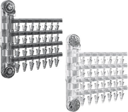 Clothes Drying Rack Wall Mounted, Clothes Drying Rack Folding with Clip, 180° Rotation, Balcony Drying Rack Dryer, Space Saver for Socks, Underwear, Rags, Towels