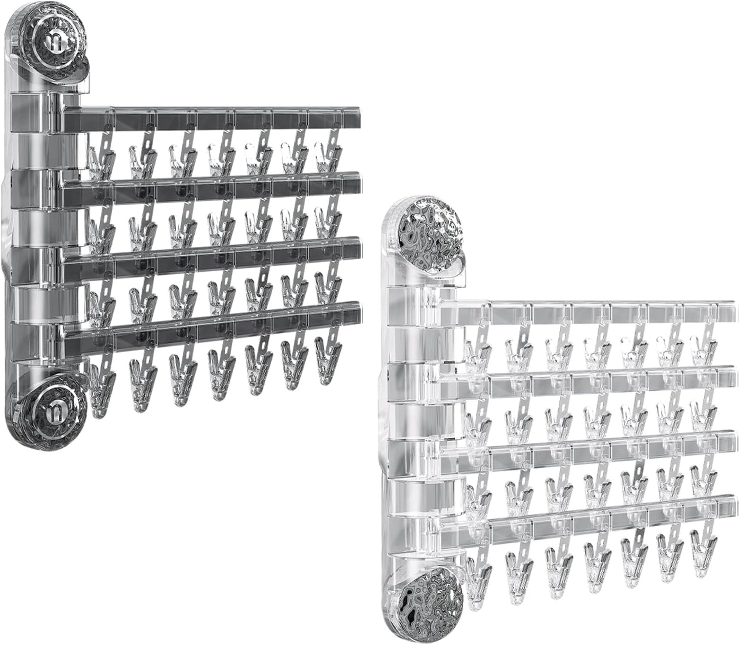 Clothes Drying Rack Wall Mounted, Clothes Drying Rack Folding with Clip, 180° Rotation, Balcony Drying Rack Dryer, Space Saver for Socks, Underwear, Rags, Towels