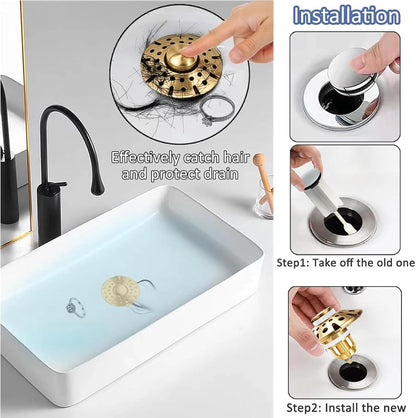 AzWzz Bathroom Sink Stopper,Sink Hair Catcher,Bathroom Sink Drain Strainer Pop Up Drain Cover Plug,Universal for 1.1 to 1.65in Sink Drain Hole