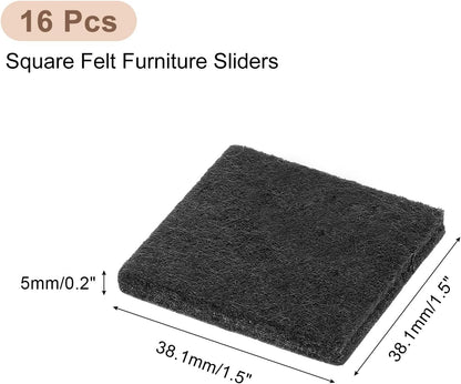 uxcell Furniture Pads, 16Pcs 2.5" - Square Self Adhesive Felt Furniture Pads, Floor Protectors for Furniture Feet Chairs Legs Hardwood Floors (Brown)