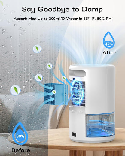 Dehumidifier, 35 oz Small Dehumidifiers for Home, Bathroom, Bedroom, Closet, Ultra-Quiet with Sleep Mode, 7 Color Lights & Auto Shut Off, Compact & Portable for RV, Rooms, Basement, Energy Saving