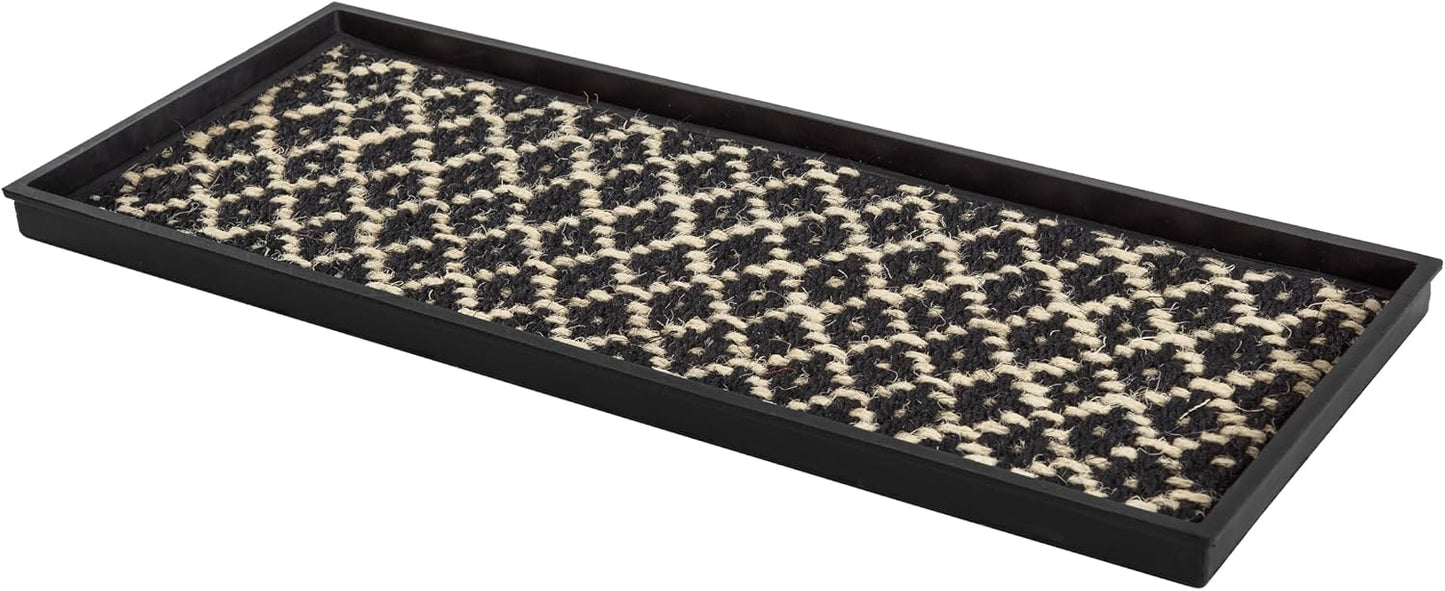 Anji Mountain Heavy Duty Waterproof Rubber Shoe Storage Mat Organizer/Boot Storage Tray Multi Use for Entryway with Coir, Tan Insert, Fits 4 Pair (46.5" Wide)