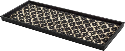 Anji Mountain Heavy Duty Waterproof Rubber Shoe Storage Mat Organizer/Boot Storage Tray Multi Use for Entryway with Coir, Tan Insert, Fits 4 Pair (46.5" Wide)