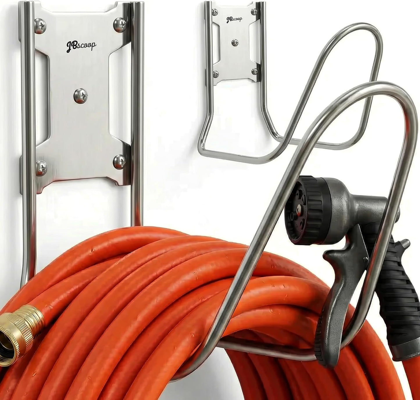 JBscoop Large Stainless Steel Hose Holder, Heavy Duty Hose Hanger (1)