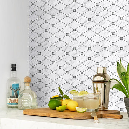 STICKGOO 10 Sheets Peel and Stick Backsplash, Polished Dolomite PVC Mixed Metal Gold Kitchen Backsplash, Stick on Backsplash Wall Tiles for Kitchen, Bathroom, RV