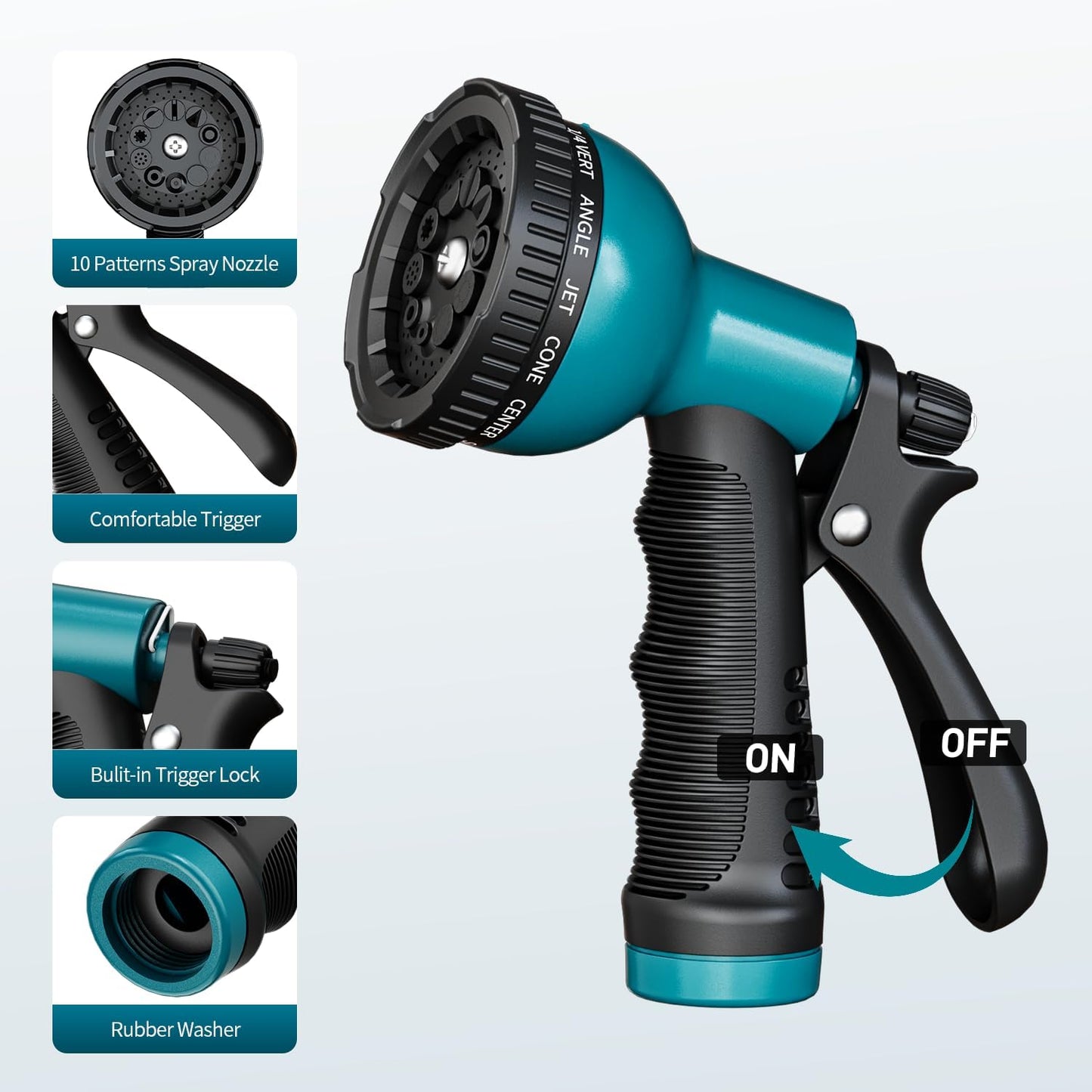 Besiter Garden Hose Nozzle Sprayer: 2 Pack 10 Watering Patterns Spray Nozzles Heavy Duty Hose Head Hose Attachment