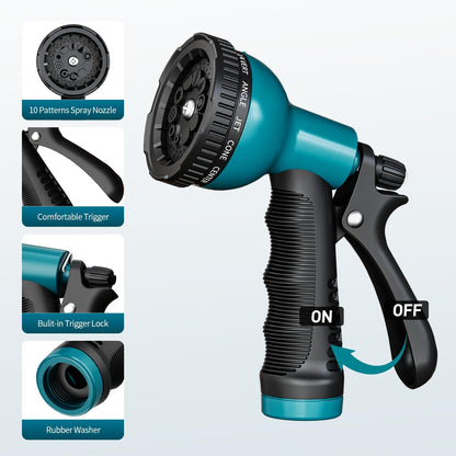 Besiter Garden Hose Nozzle Sprayer: 2 Pack 10 Watering Patterns Spray Nozzles Heavy Duty Hose Head Hose Attachment