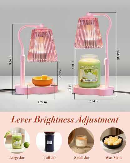 Candle Warmer Lamp with Timer & Dimmable Settings, Adjustable Height Flameless Scented Wax Melter for Jar Candles, Elegant Home Decor Warmer Lamp with 2 Bulbs, Gift for Women Mom Friend Family, Black