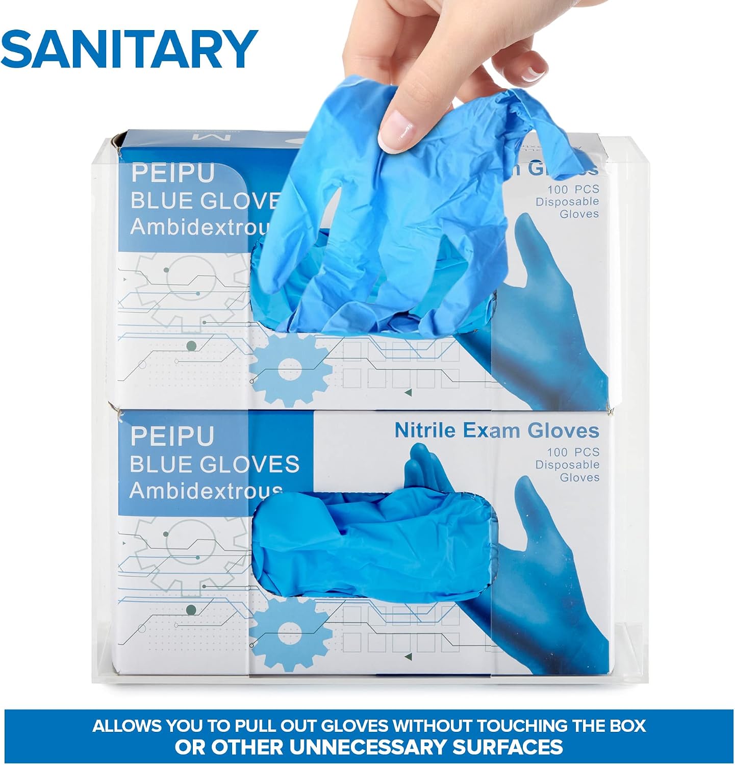 Stock Your Home Triple Acrylic Gloves Dispenser, Tissue Box Shelf, Glove Holder Wall Mount, For Kitchen, Cleaning Closet, Lab, Exam, Office