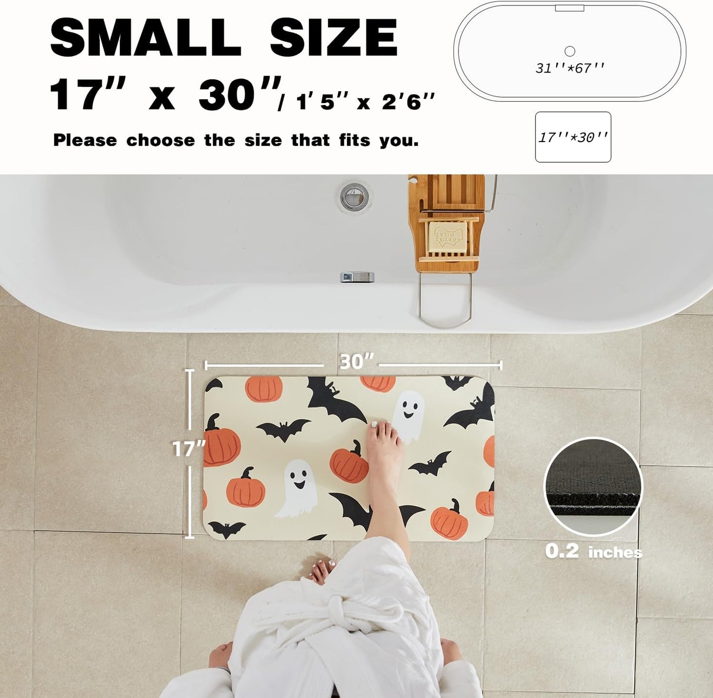 TYUU Bath Mat, Bathroom Rugs Non Slip Washable Thin Absorbent Quick Dry Bath Mat Fits Under Door Bathroom Floor Mat Perfect for Bath, Shower, or Sink 16"x24" Dark Grey