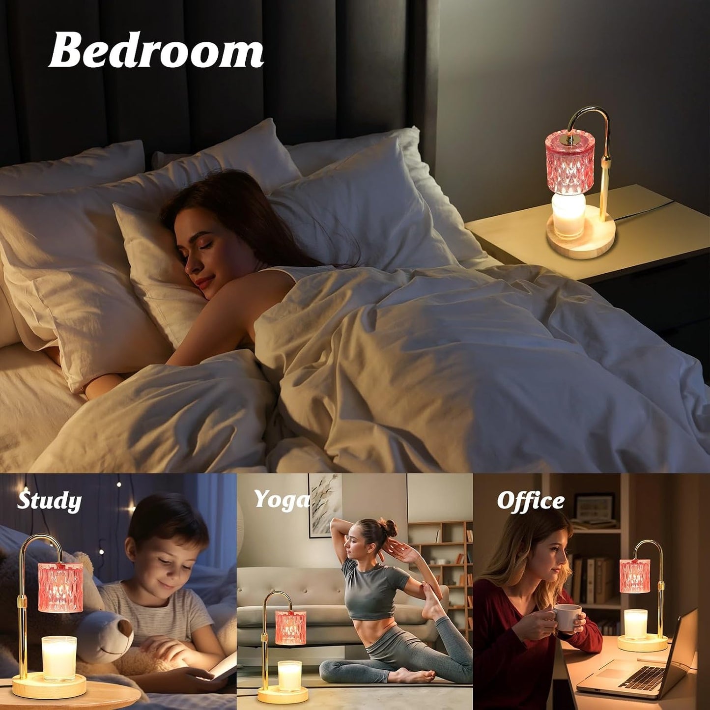 Candle Warmer Lamp with Timer and Dimmable, Electric Wax Melt Candle Warmers Height Adjustable with 2 Bulbs, Birthday Gifts for Women House Warming, Home Decor for Scented Jar Candles(Clear)