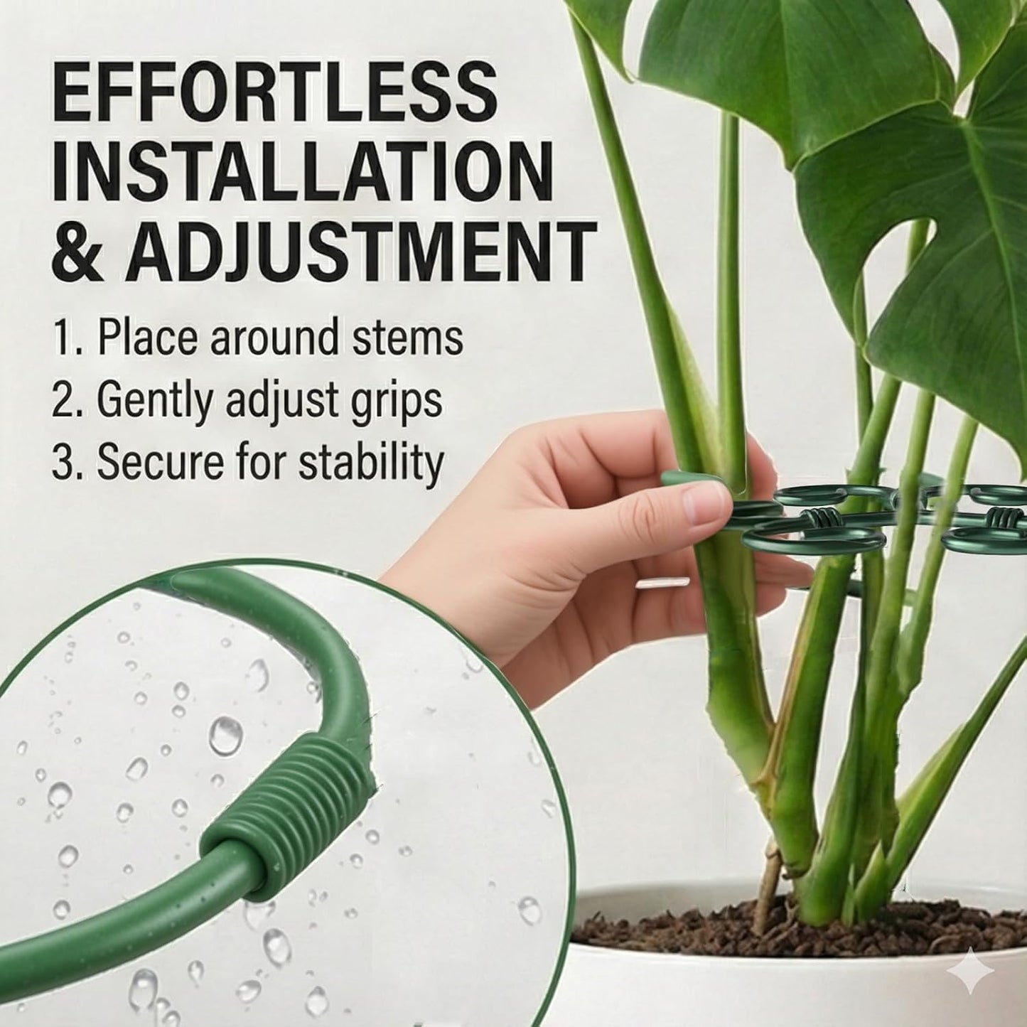 2Pack Green Iron Monstera Support,4.1 * 4.1IN Plant Support Stakes | for Indoor Plants,Durable Green Metal Plant Stem Supports-Easy Installation.