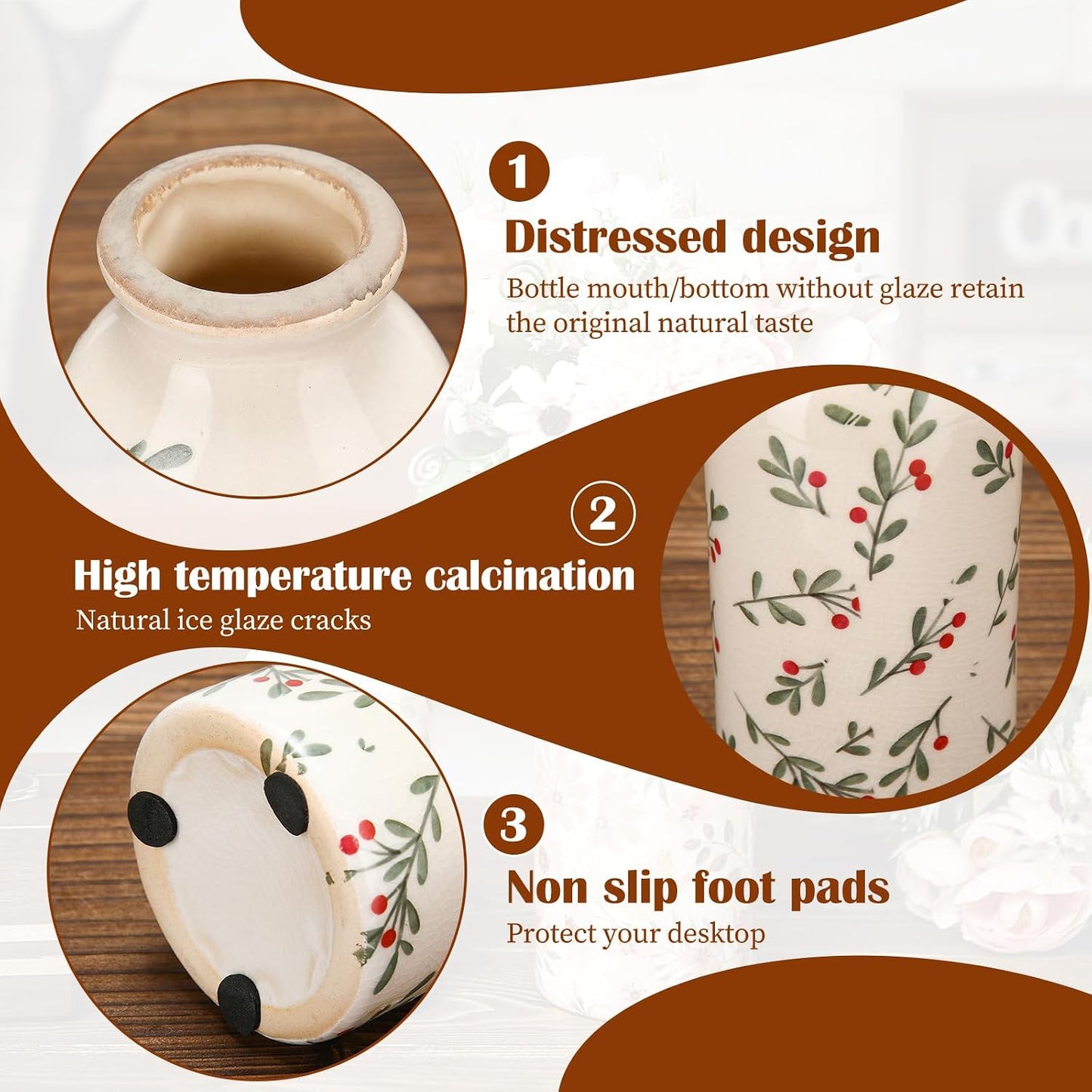 2 Pcs Ceramic Small Vase Rustic Farmhouse Vase Boho Vases Home Decoration for Your Kitchen Bedroom Office Bathroom & Shelf Centerpiece Table Decorative(Simplicity)