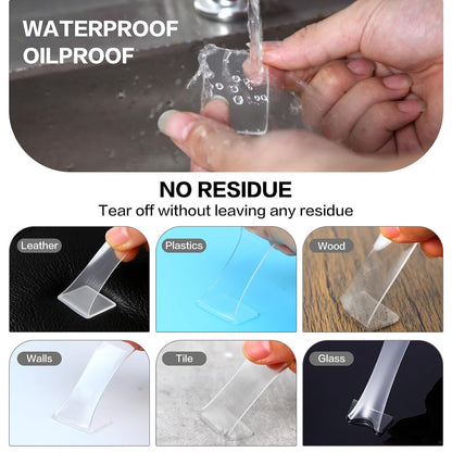48PCS Nano Double Sided Adhesive Pads,Waterproof No Damage Removable Heavy Duty Mounting Tapes,Clear Residue-Free Strong Sticky Pads for Walls,Hanging Pictures, DIY Craft Home Office