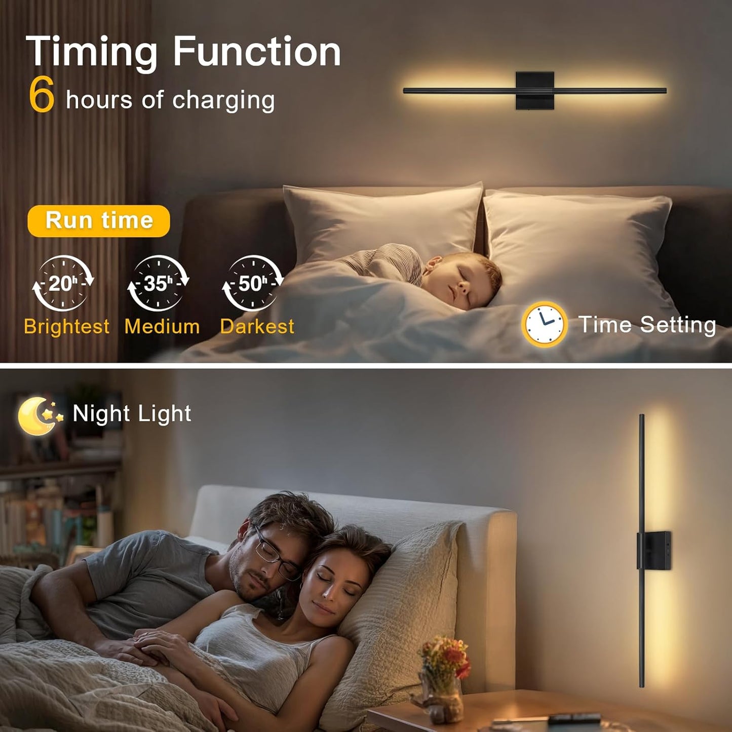 TaoFiaCo Battery Operated Wall Sconces Set of Two,Rechargeable Wall Sconces Set of 2 with Remote Control Dimmable Wall Light Decor for Living Room, Bathroom for, 24 Inch, Gold